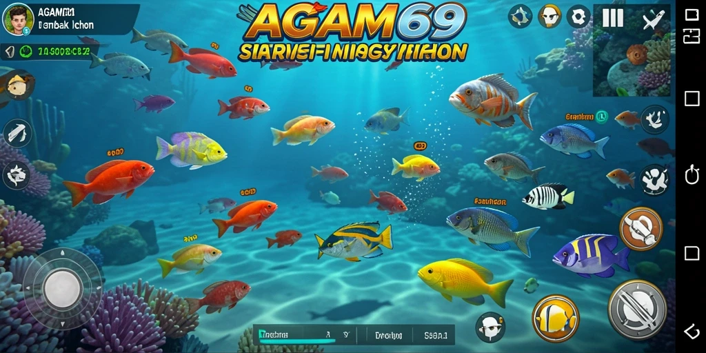 Tampilan gameplay seru AGAM69 saat berburu ikan.