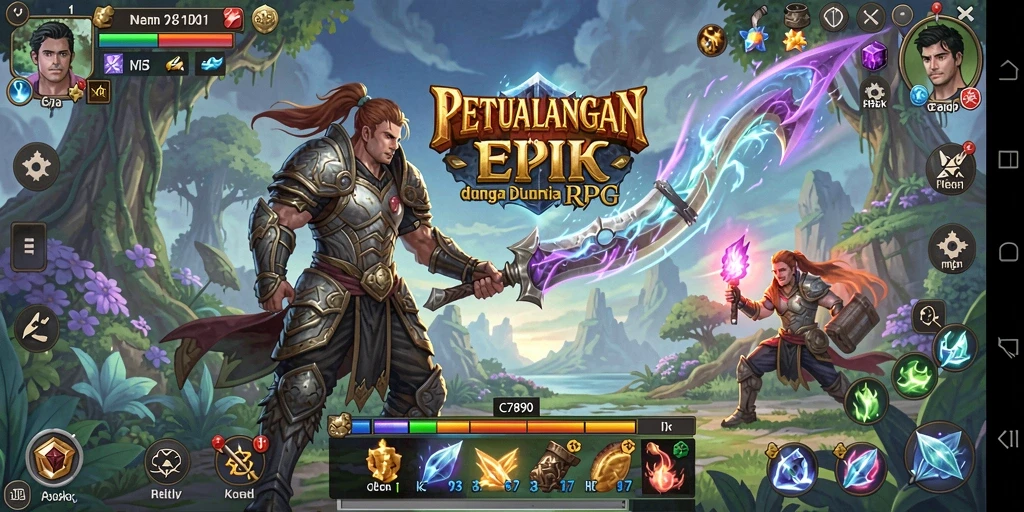 Tampilan seru dari gameplay C7890 dengan pertarungan karakter yang dinamis.