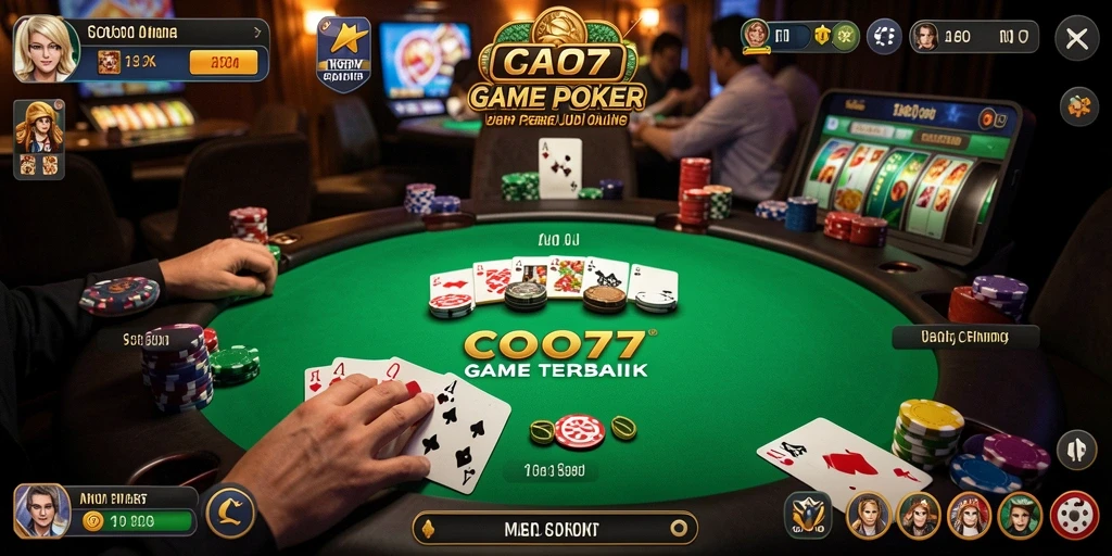 Screenshot gameplay COO77 yang menunjukkan suasana permainan Poker yang seru.