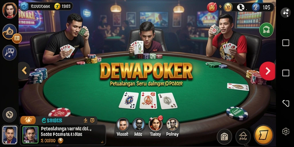 Tampilan gameplay DEWAPOKER yang mendebarkan dengan elemen petualangan poker.