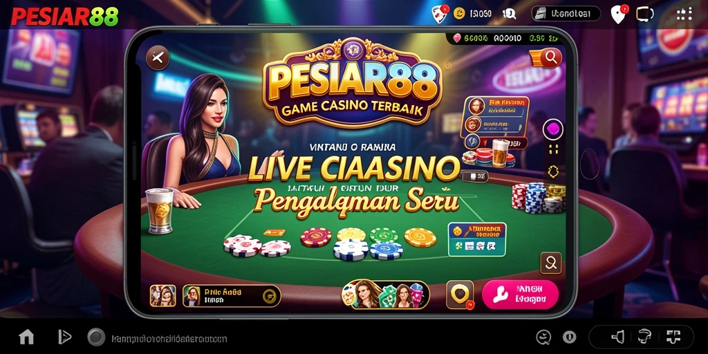 Screenshot PESIAR88 menunjukkan dealer live dalam aksi di game kasino.