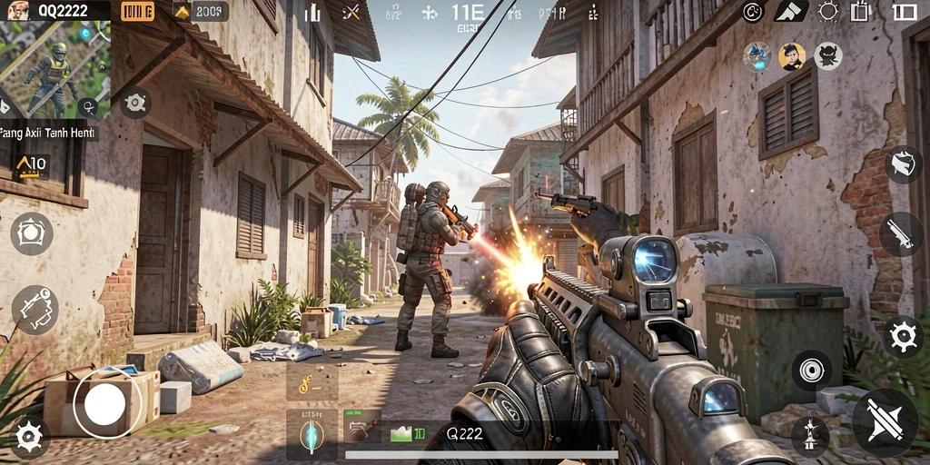 Tampilan aksi intens di QQ222 dengan pertempuran dinamis dan strategi gameplay.