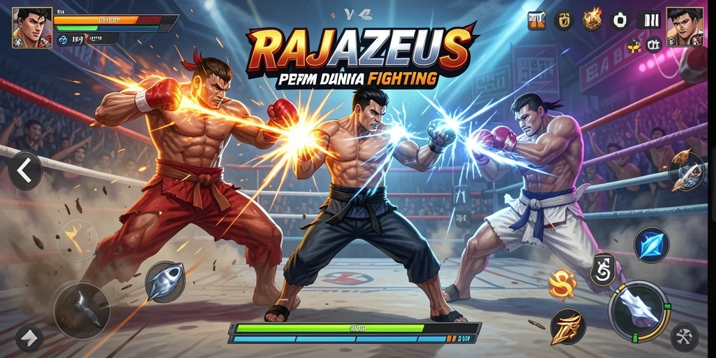 Tampilan menarik dari gameplay RAJAZEUS yang penuh aksi pertarungan.