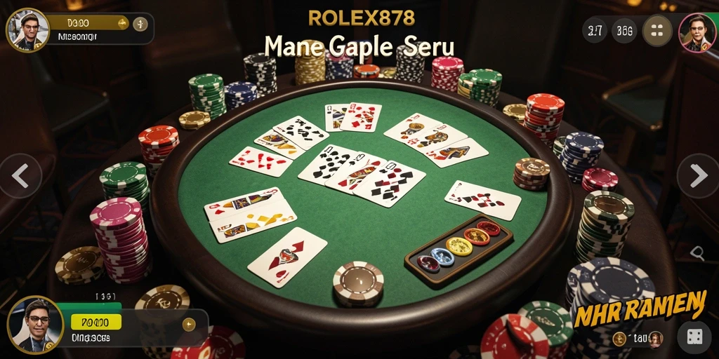 Screenshot gameplay ROLEX878 menunjukkan suasana permainan Gaple yang seru.