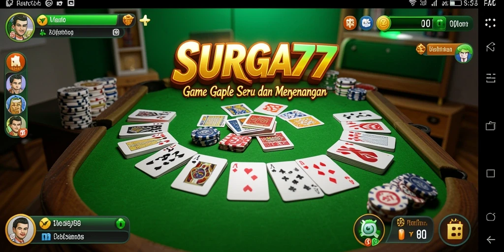 Tampilan gameplay seru dari SURGA77 dengan pemain Gaple.
