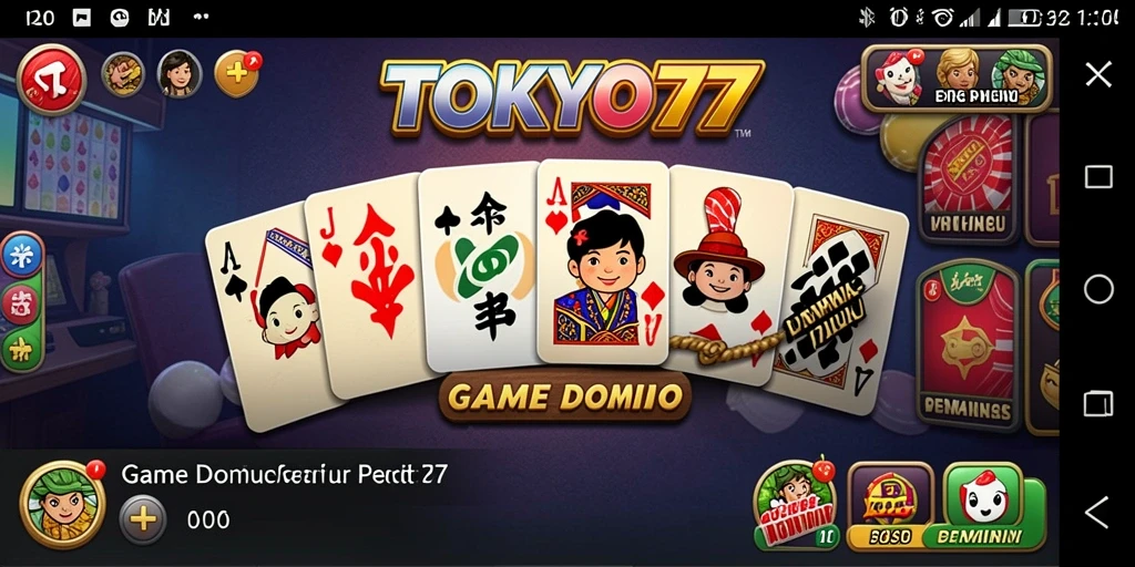 Tampilan utama game TOKYO77 dengan gameplay Domino yang seru.